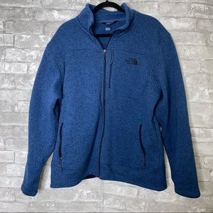 Used men’s The North Face full zip fleece - size XL - blue